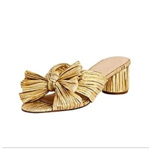 Emilia Gold Pleated Bow Heel